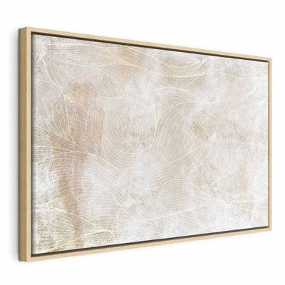 Magic shapes wide – naturfärgad ram. Tunna vita och beige linjer korsar varandra över en varmt ljus, strukturerad botten.