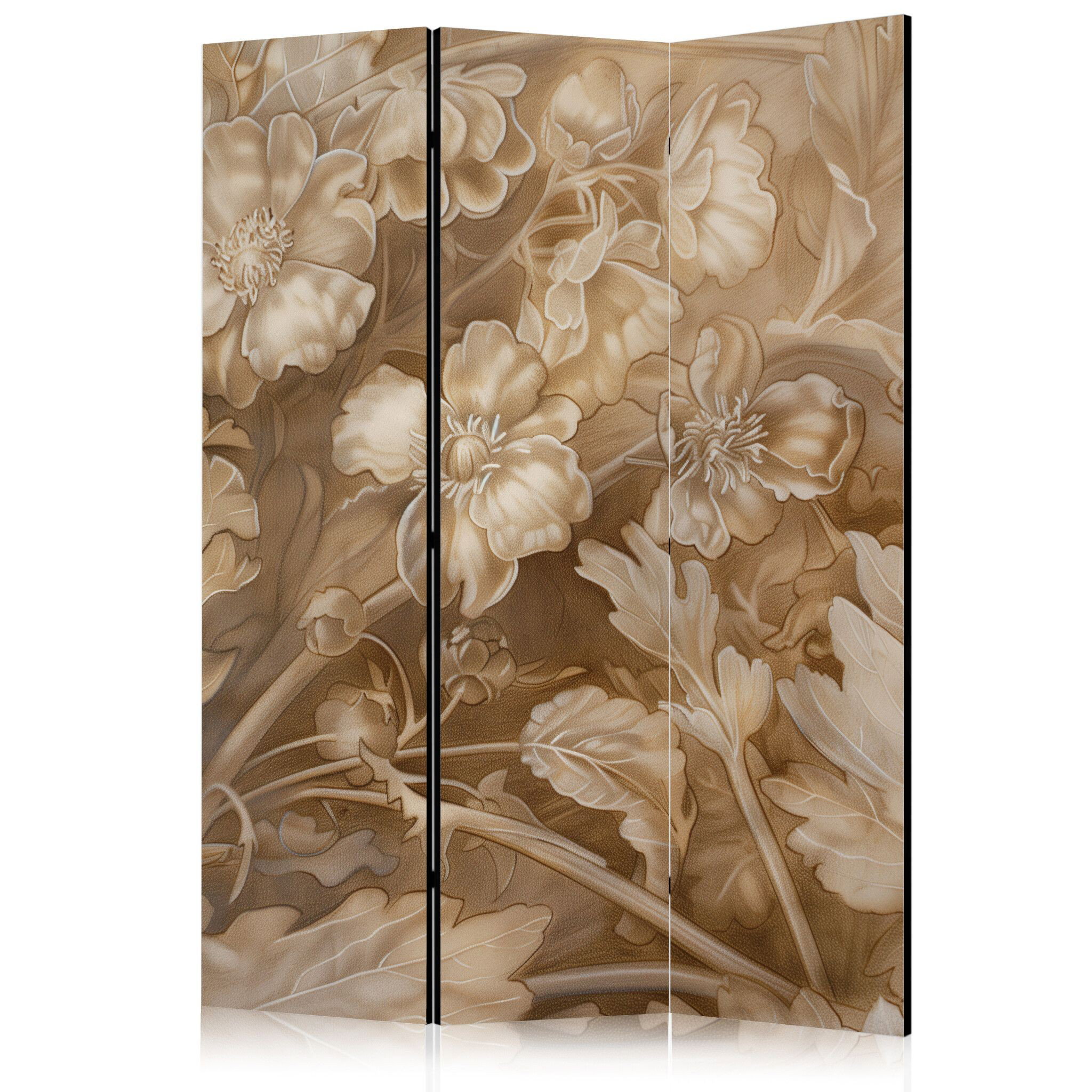 3-delad ljuddämpande rumsavdelare – Carved Flor (135x172cm)