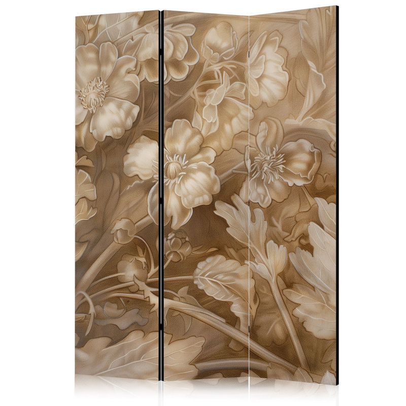 3-delad ljuddämpande rumsavdelare – Carved Flor – produktbild