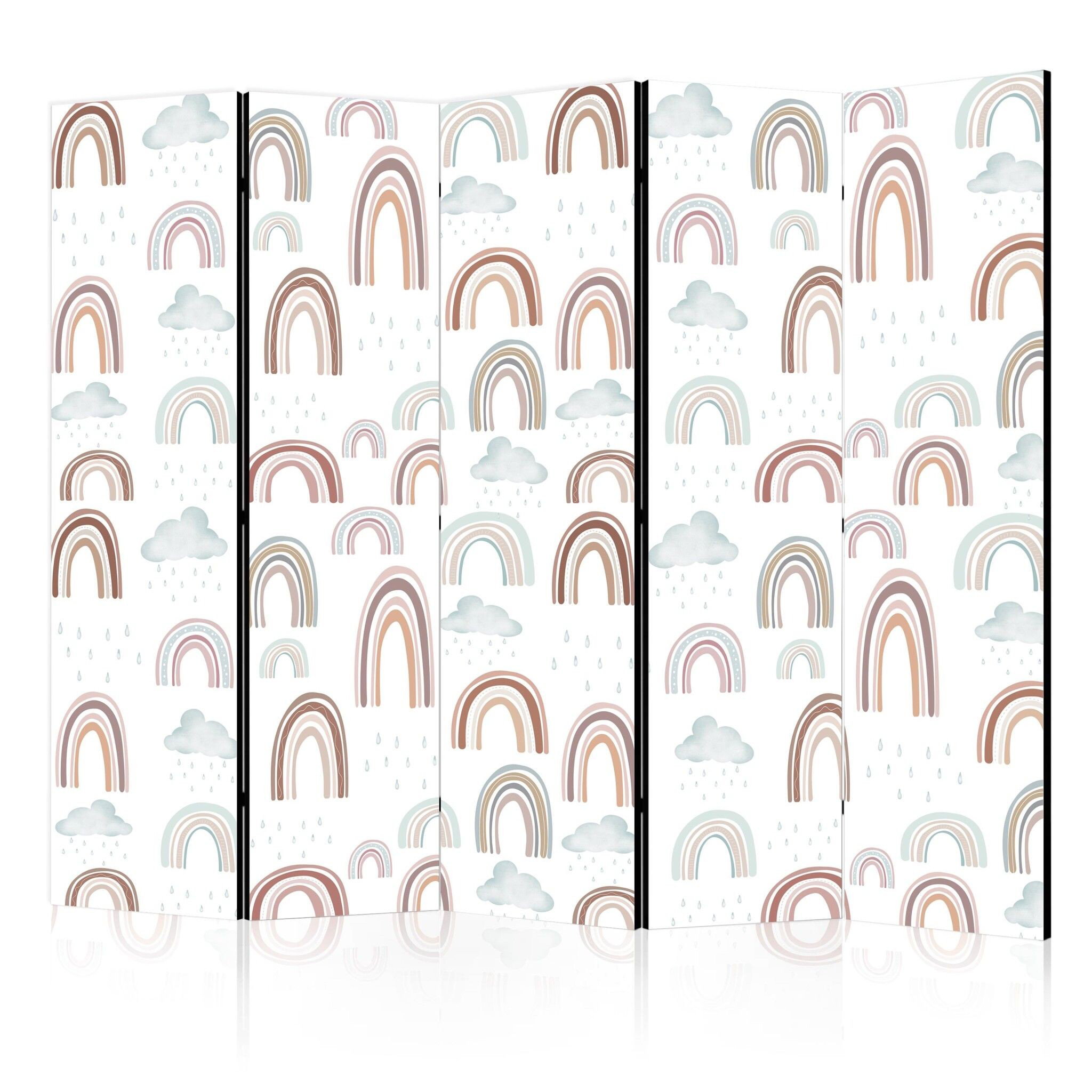 5-delad ljuddämpande rumsavdelare – Rainbows and (225x172cm)