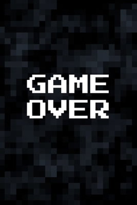 Pixel game over – motivvy. Vit pixeltypografi med orden GAME OVER ligger på en nästan svart, rutig bakgrund.
