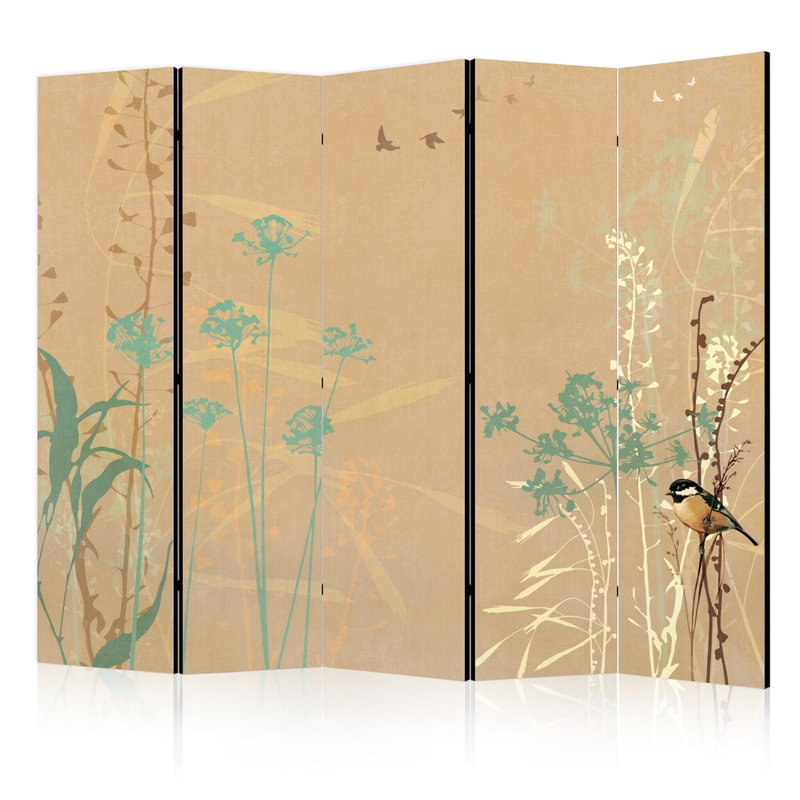 5-delad ljuddämpande rumsavdelare – Tiny bird – produktbild