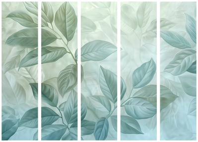 5-delad ljuddämpande rumsavdelare – Large leaves – produktbild från leverantören