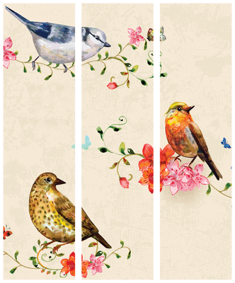 3-delad ljuddämpande rumsavdelare – Bird Song – produktbild från leverantören