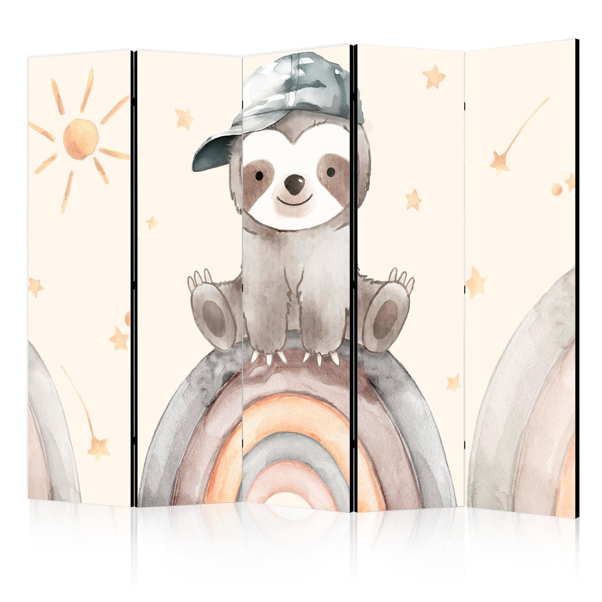 5-delad ljuddämpande rumsavdelare – Happy sloth (225x172cm)
