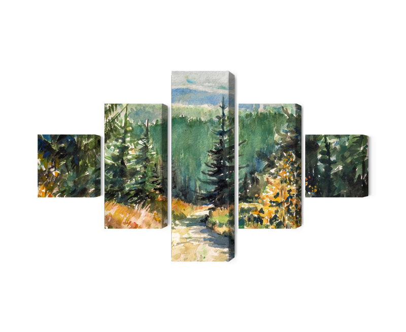 Ljuddämpande tavla - Forest landscape painted