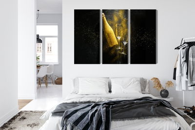 Ljuddämpande tavla - Golden bottle of champagne