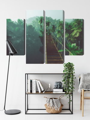 Ljuddämpande tavla - Rope bridge in the jungle 3d