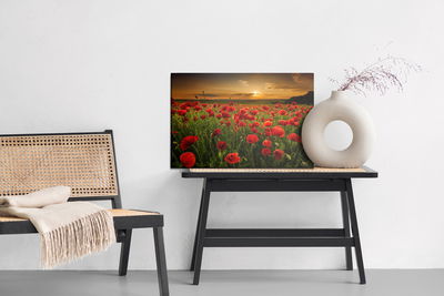 Ljuddämpande tavla - Field of poppies at sunset 3d