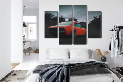 Ljuddämpande tavla - Orange retro car