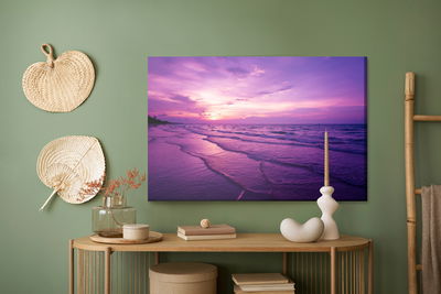 Ljuddämpande tavla - Purple sunset over the sea