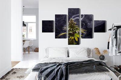 Ljuddämpande tavla - Cannabis plant on a smoky