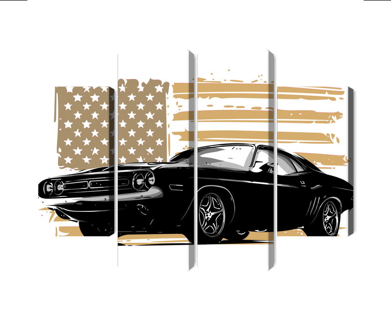 Ljuddämpande tavla - American muscle car with Usa