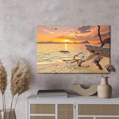 Ljuddämpande tavla - Picture sunset at the beach