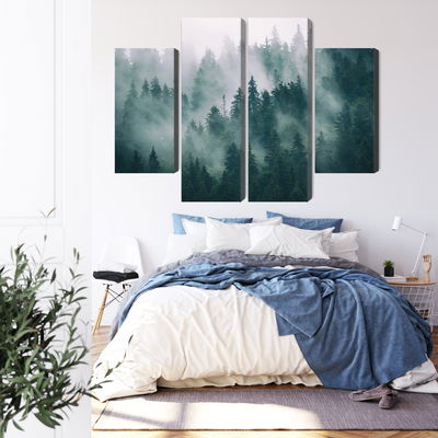 Ljuddämpande tavla - Fog in the green forest