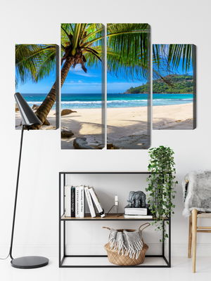 Ljuddämpande tavla - Tropical beach with 3d palm