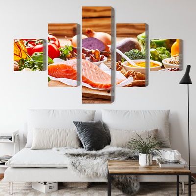 Ljuddämpande tavla - Salmon among vegetables