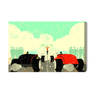 Ljuddämpande tavla - A retro car race