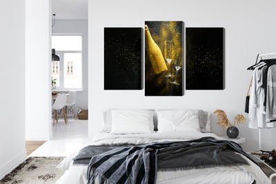 Ljuddämpande tavla - Golden bottle of champagne