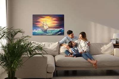 Ljuddämpande tavla - Rough sea and a ship