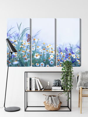 Ljuddämpande tavla - Butterfly and wildflowers