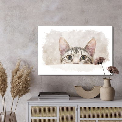 Ljuddämpande tavla - Curious kitten painted