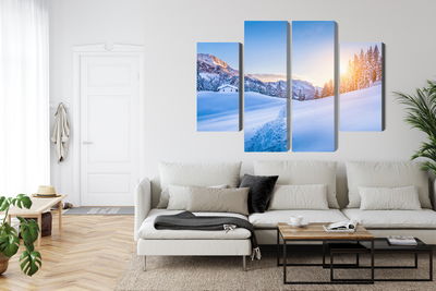 Ljuddämpande tavla - The alps at winter time 3d