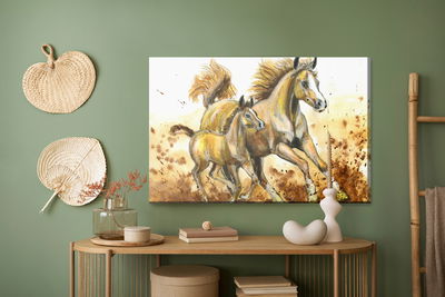Ljuddämpande tavla - Galloping horses painted