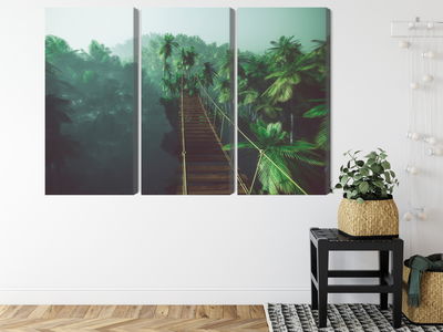 Ljuddämpande tavla - Rope bridge in the jungle 3d