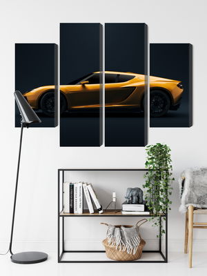 Ljuddämpande tavla - Yellow 3d sports car