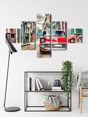 Ljuddämpande tavla - Red chevrolet car in retro