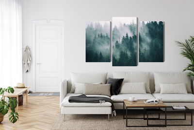 Ljuddämpande tavla - Fog in the green forest