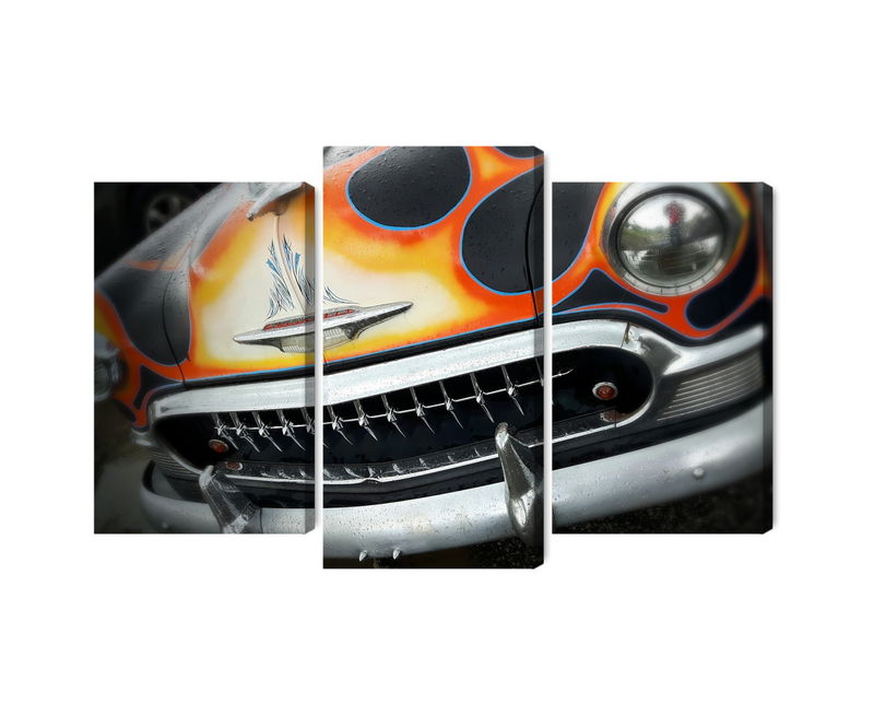 Ljuddämpande tavla - Antique car with flames