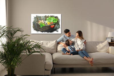 Ljuddämpande tavla - Wicker basket of vegetables