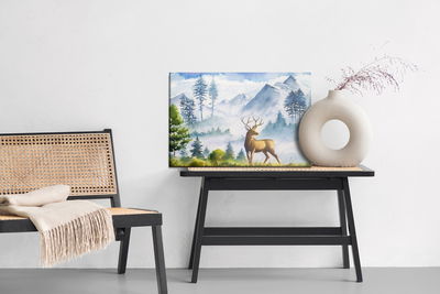 Ljuddämpande tavla - Moutain landscape with deer