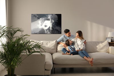 Ljuddämpande tavla - Woman's face in an abstract