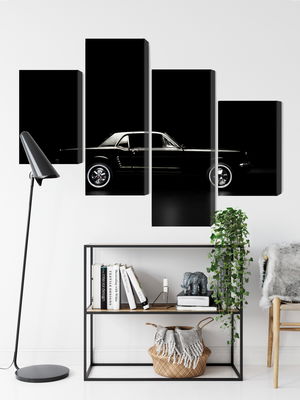Ljuddämpande tavla - Black retro car on a dark