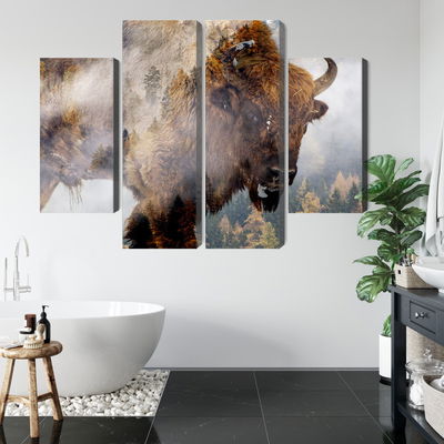 Ljuddämpande tavla - A bison on the background