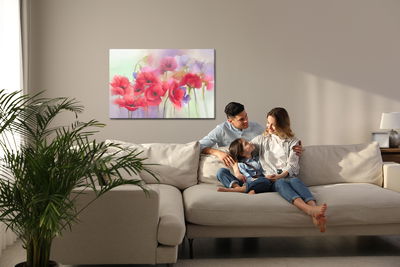 Ljuddämpande tavla - Colorful poppies painted