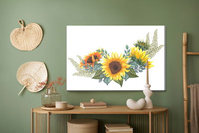 Ljuddämpande tavla - Sunflowers with leaves