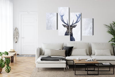 Ljuddämpande tavla - Deer in the winter 3d forest