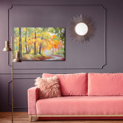 Ljuddämpande tavla - Path in the autumn 3d forest