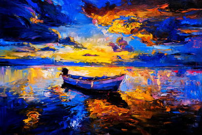 Ljuddämpande tavla - Empty boat in the sea