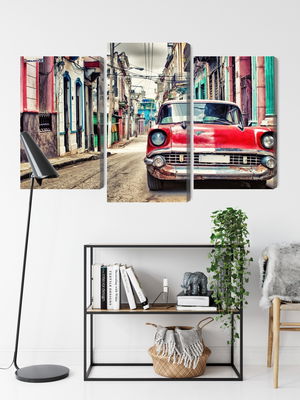 Ljuddämpande tavla - Red chevrolet car in retro