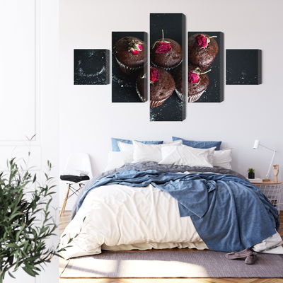 Ljuddämpande tavla - Chocolate muffins with roses