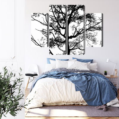 Ljuddämpande tavla - Black tree on a white