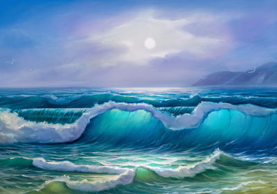 Ljuddämpande tavla - Painted tide at the seaside