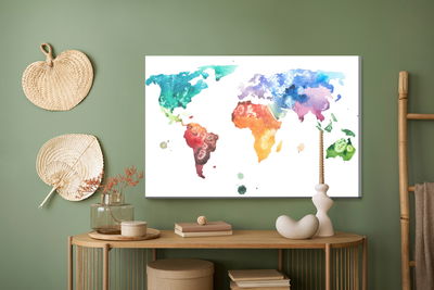 Ljuddämpande tavla - World map in watercolour