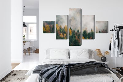 Ljuddämpande tavla - Autumn forest in the fog 3d