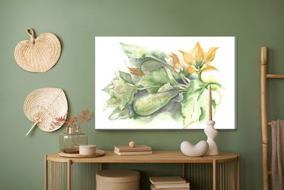 Ljuddämpande tavla - Zucchini with flowers painted